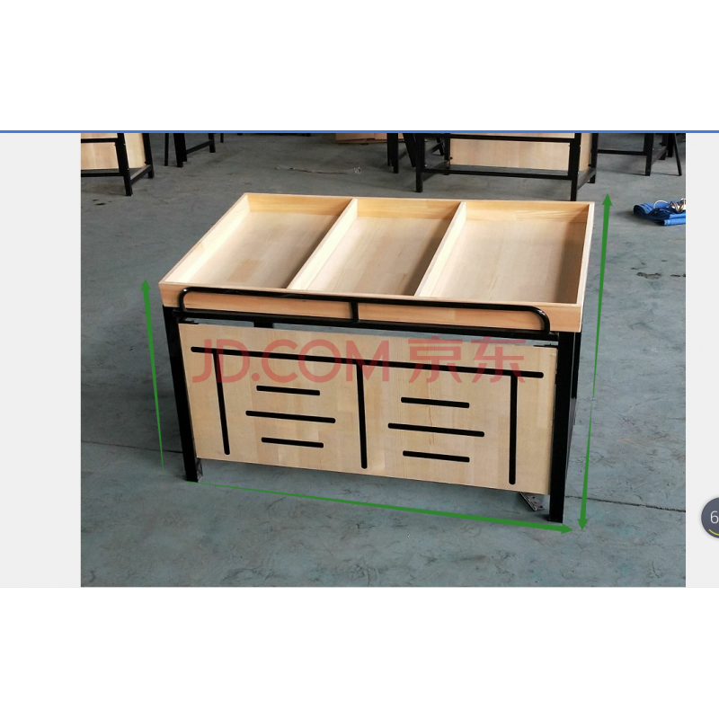 七彩鱼 超市水果货架展示架钢木水果架子货架蔬菜架子钢木架木制卖