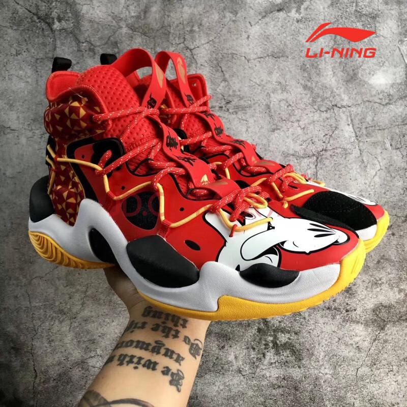 李宁篮球鞋男鞋新年鼠年配色精英版空袭6减震耐磨回弹鞋子男士高帮