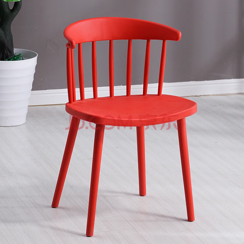 北欧家用餐椅 伊姆斯椅子塑料 现代简约休闲洽谈椅现货 红色