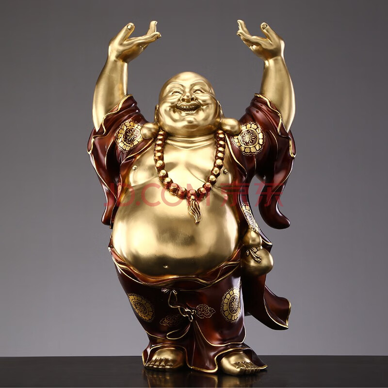托天弥勒佛笑佛中式玄关招财全铜摆件开业送礼工艺品客厅装饰 大托天