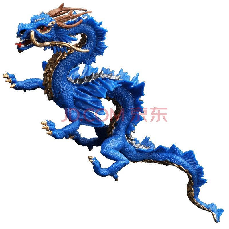 神话飞龙仿真动物模型塑胶儿童玩具3-10岁 超大神龙 长29厘米 蓝色