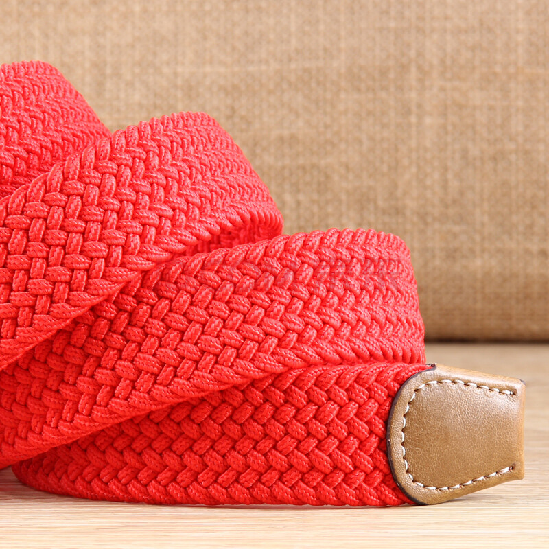 战术鸟zsjay本命年红腰带女简约百搭韩版学生牛仔裤帆布皮带男编织潮