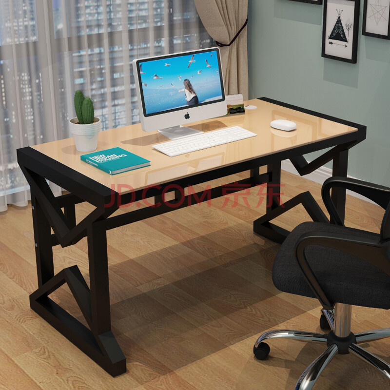 娇梦诗 电脑桌台式家用书桌办公桌 简约现代钢化玻璃简易烤漆写字台