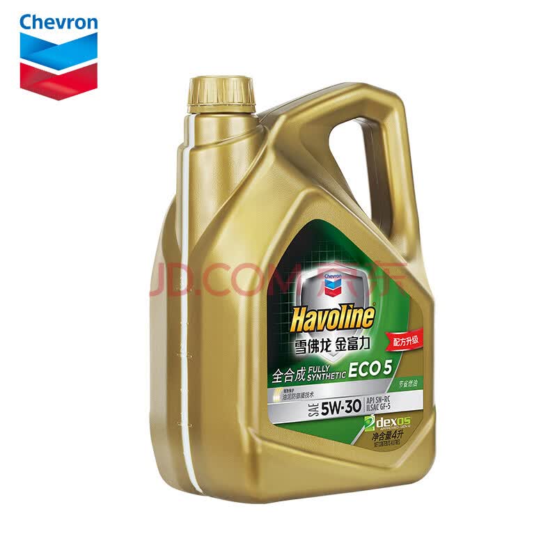 雪佛龙(chevron)金富力全合成机油 eco 5 [sae sn] 5w-30 4l装 汽车