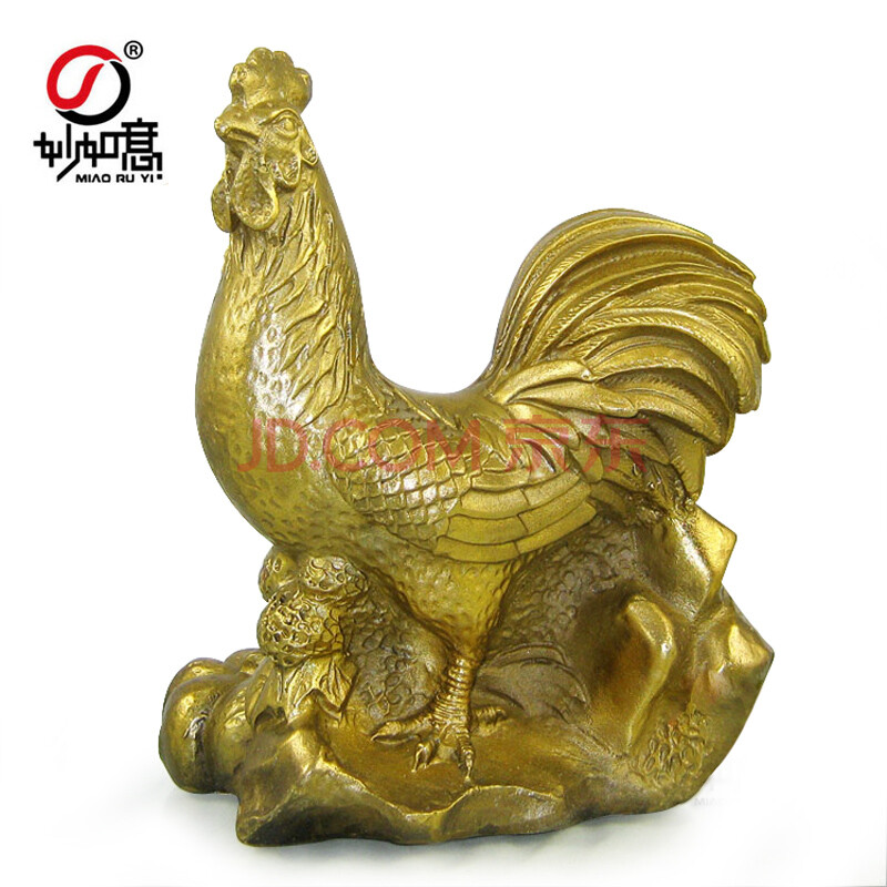 妙如意 黄铜十二生肖吉祥物金鸡报晓生肖鸡宝鸡 铜鸡摆件 大号