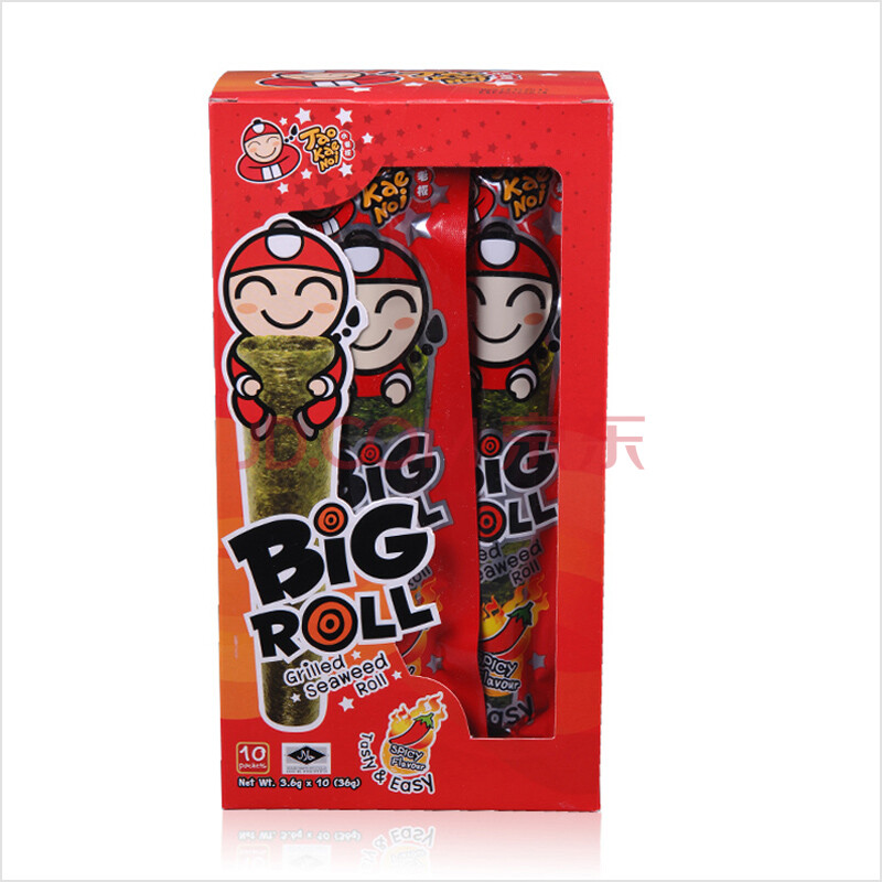 泰国原装进口 小老板海苔紫菜卷big roll盒装36克辣味10条进口零食