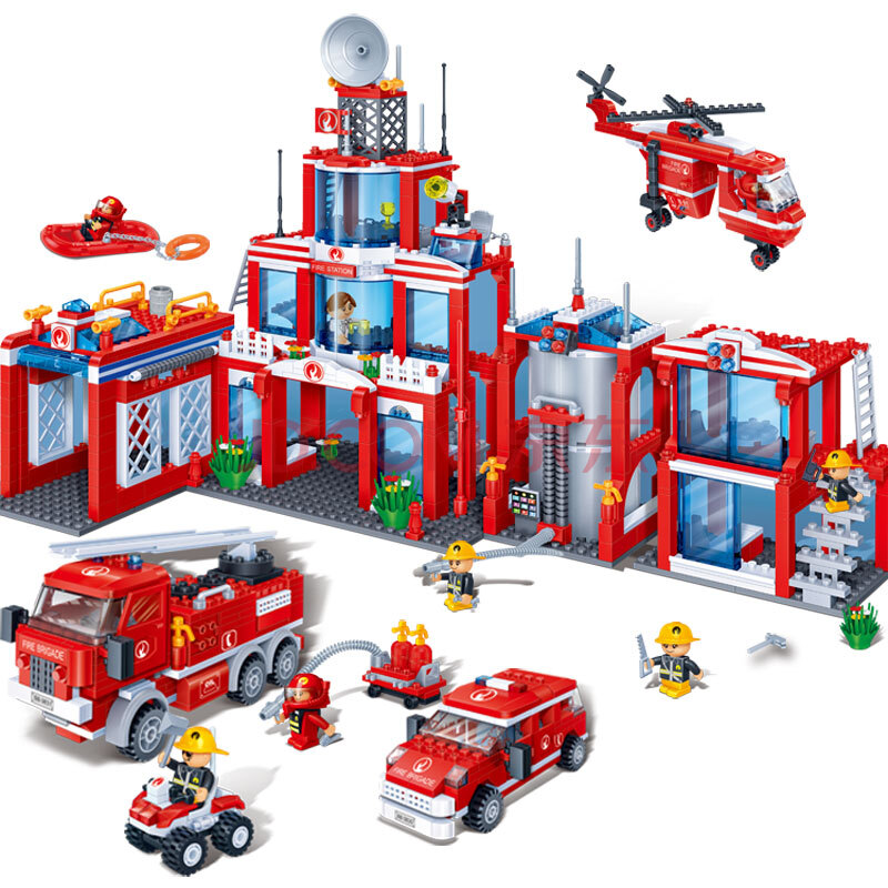 消防系列拼装积木 儿童益智塑料拼插积木玩具 新消防总署8355