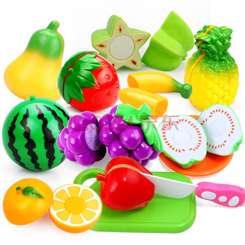 育儿宝 儿童仿真厨房切水果切切乐玩具女孩购物车男孩过家家套装 可切