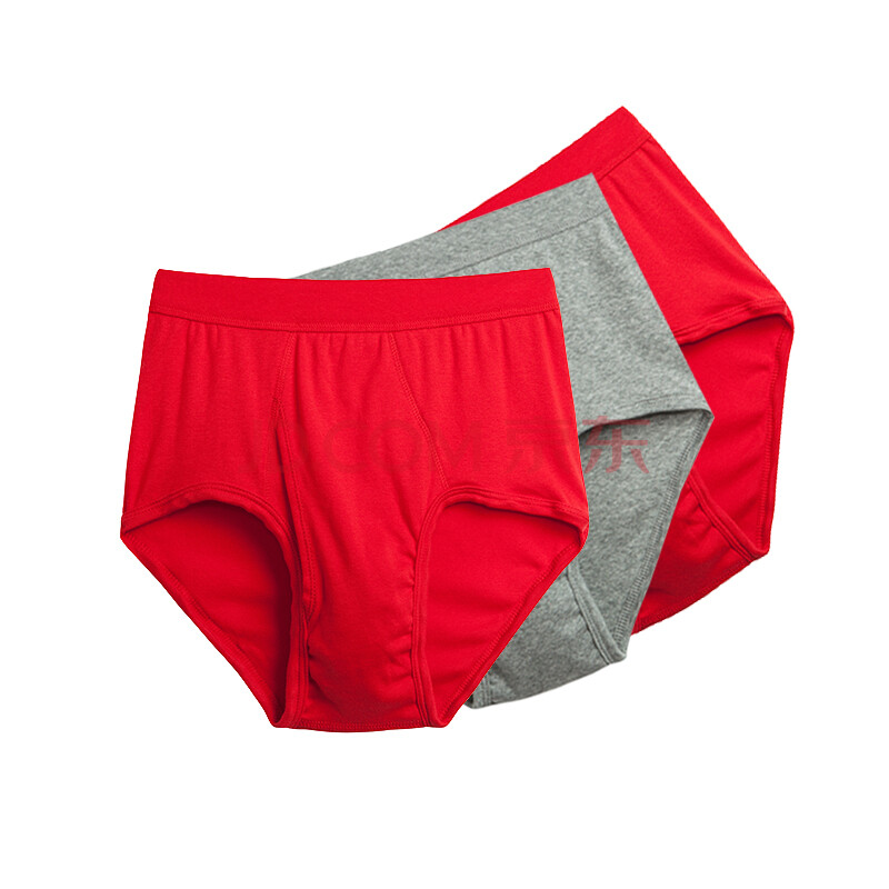 三枪男士纯棉内裤 舒肤全棉经典罗纹高腰大码男三角裤 3枚装 麻灰