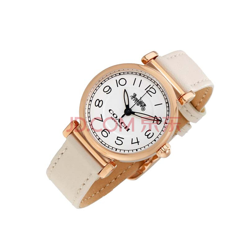 蔻驰(coach) madison 麦迪逊系列 时尚石英米黄真皮表带圆盘女表