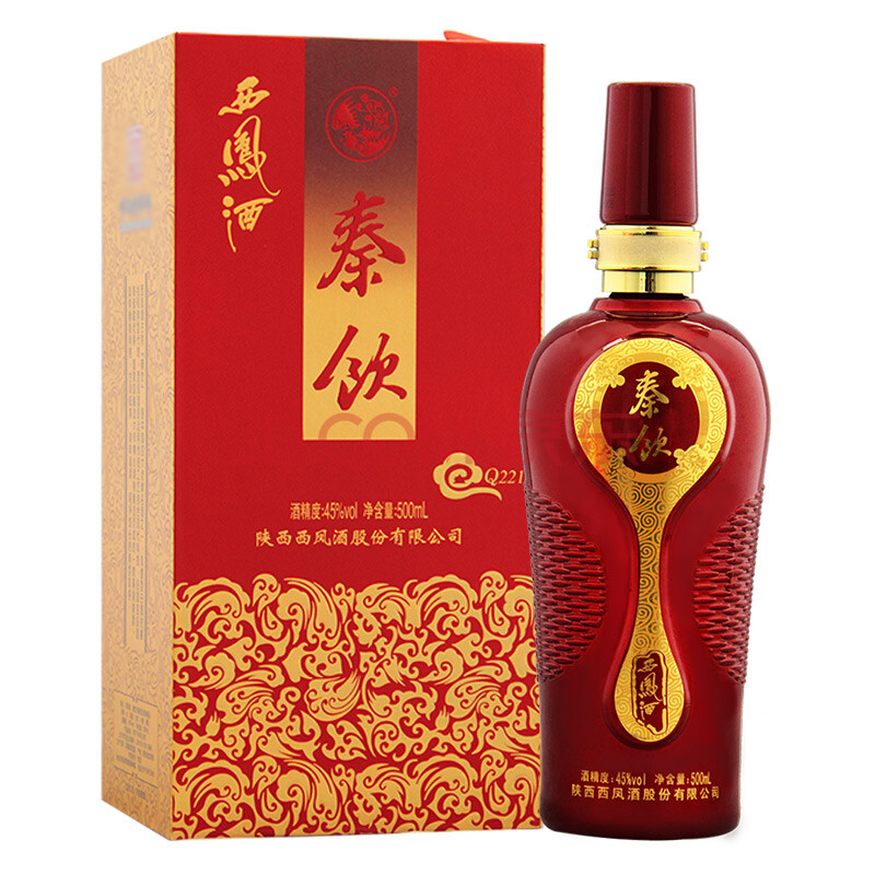 西凤酒 秦饮q221 45度 凤香型白酒 喜庆红瓶 单瓶 500ml*1瓶