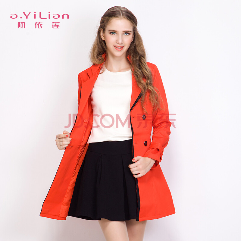 阿依莲淑女风大摆风衣ca43291228 宝石红 s