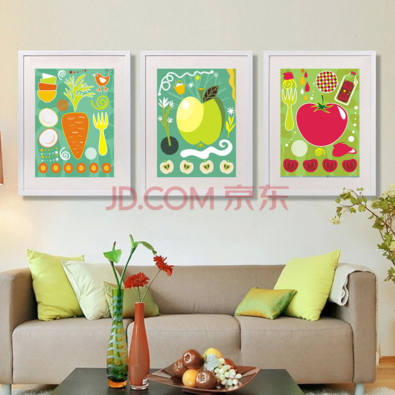 山迪 客厅装饰画现代简约餐厅沙发背景墙壁画电表箱挂画 抽象水果jk三