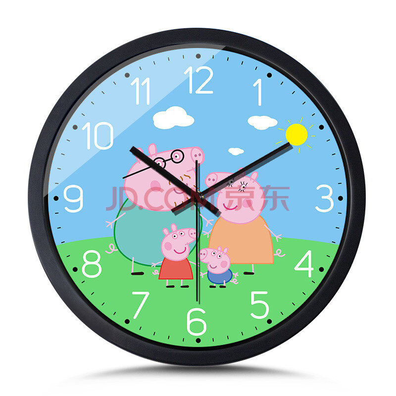 小猪佩奇卡通可爱挂钟表 儿童房幼儿园壁挂钟 客厅卧室静音时钟 h453