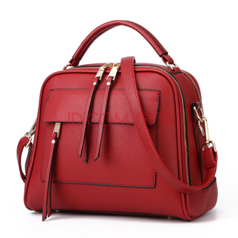 尚魅休闲斜挎大包包2016新款潮女包手提单肩包拉链休闲女士包 深红色