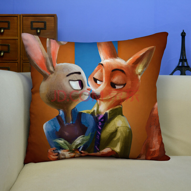 zootpia疯狂动物城周边尼克朱迪电影抱枕创意个性定制迪士尼树懒狐狸