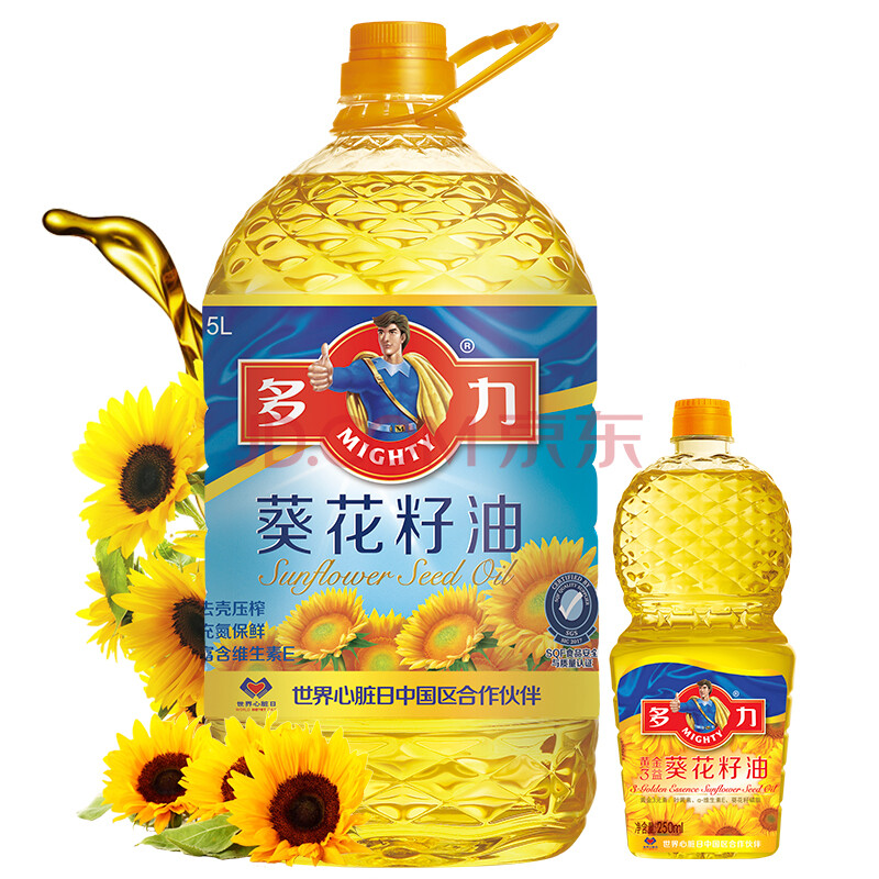 多力葵花籽油5l 238ml 食用油含维生素e 新老包装随机发放