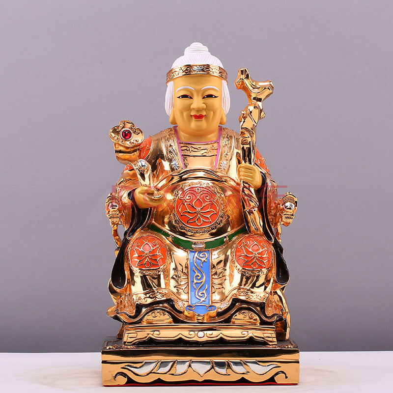 星光缘 纯铜土地公土地婆神像彩绘鎏金土地爷佛像福德正神地主财神