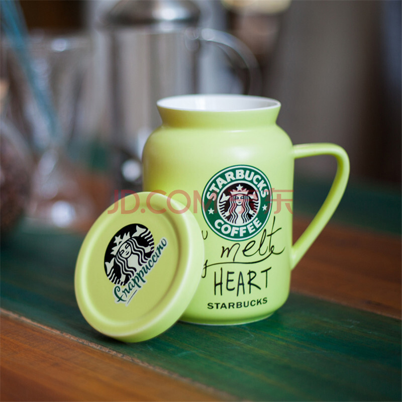 彩色星巴克牛奶杯 文艺陶瓷咖啡杯带盖勺礼品水杯马克杯情侣杯子 浅