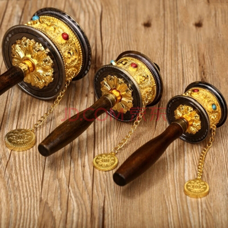 转经筒 佛具佛教用品手摇转经轮藏传佛教密宗法器藏式转经桶 金色1个