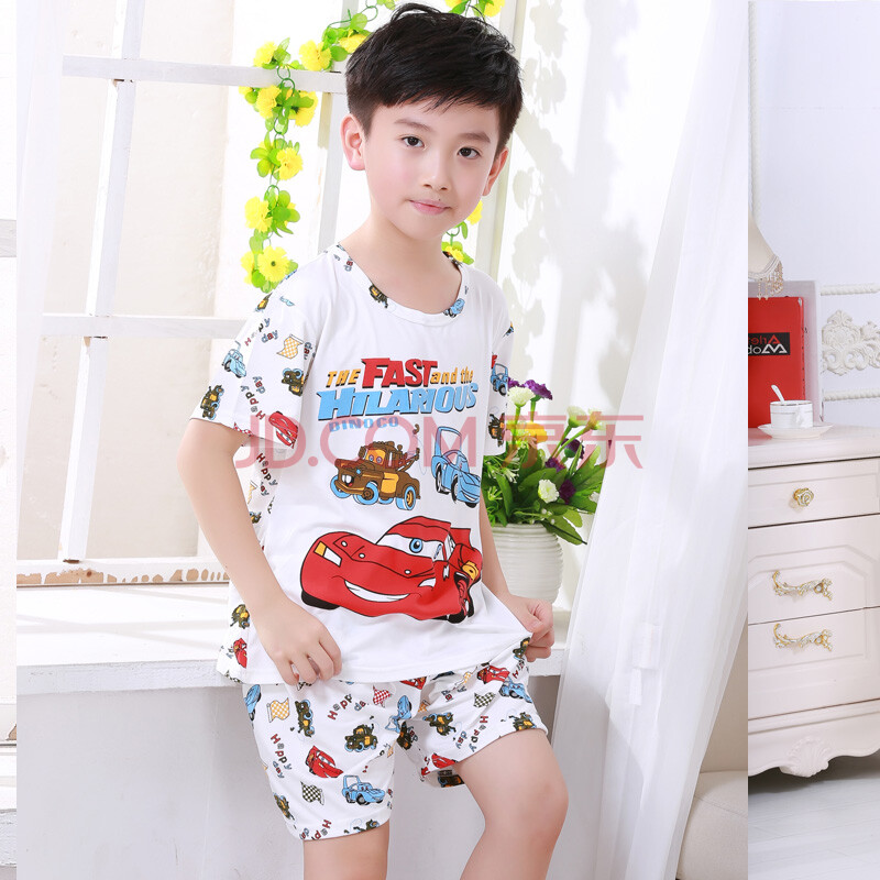 套装纯棉春夏短袖睡衣睡裤男童女童童装宝宝家居睡衣卡通小蜜蜂图案