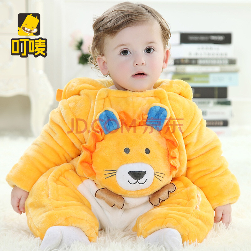 叮唛2015童装宝宝冬装连体衣婴儿哈衣加厚0-1-2岁儿童爬服外出服 黄色
