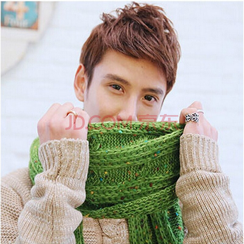 2014秋冬韩版纯棉质男式彩点子麻花加厚加长保暖情侣围巾男士时尚韩版