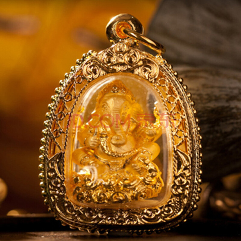 不贰堂 泰国佛牌 古巴丙/匾金属招财象神象头佛牌 助智慧招人缘 金身