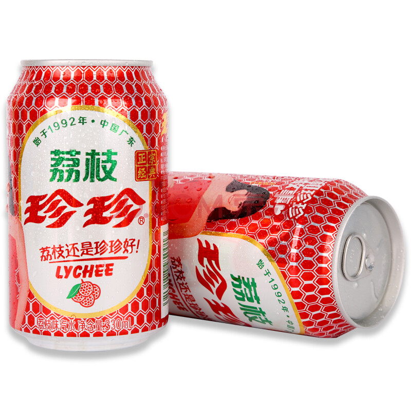 【京東超市】珍珍 碳酸飲料 荔枝味330ml*24聽 整箱