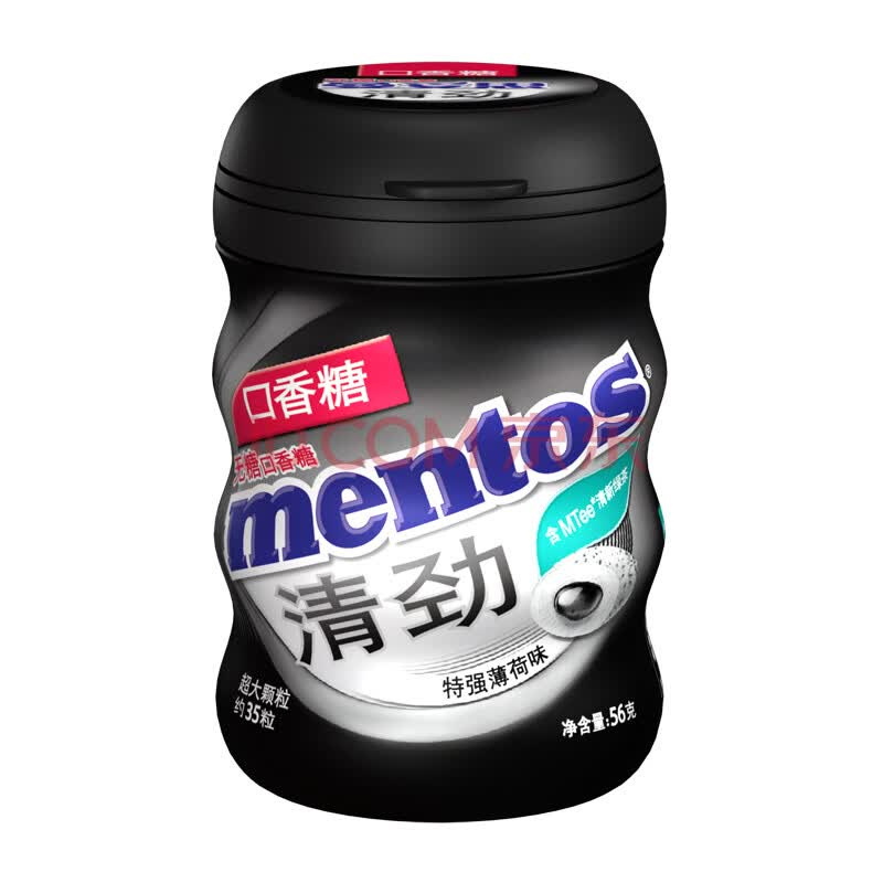 曼妥思清劲夹心无糖口香糖 薄荷糖特强薄荷味口香糖56g/35g 特强薄荷