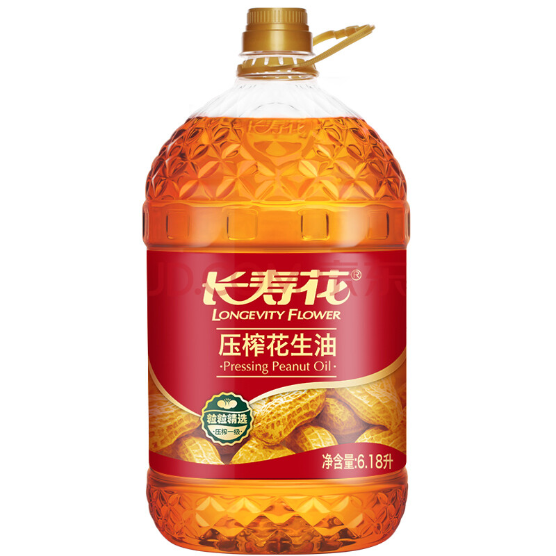 京东配送 长寿花 压榨一级花生油6.18l