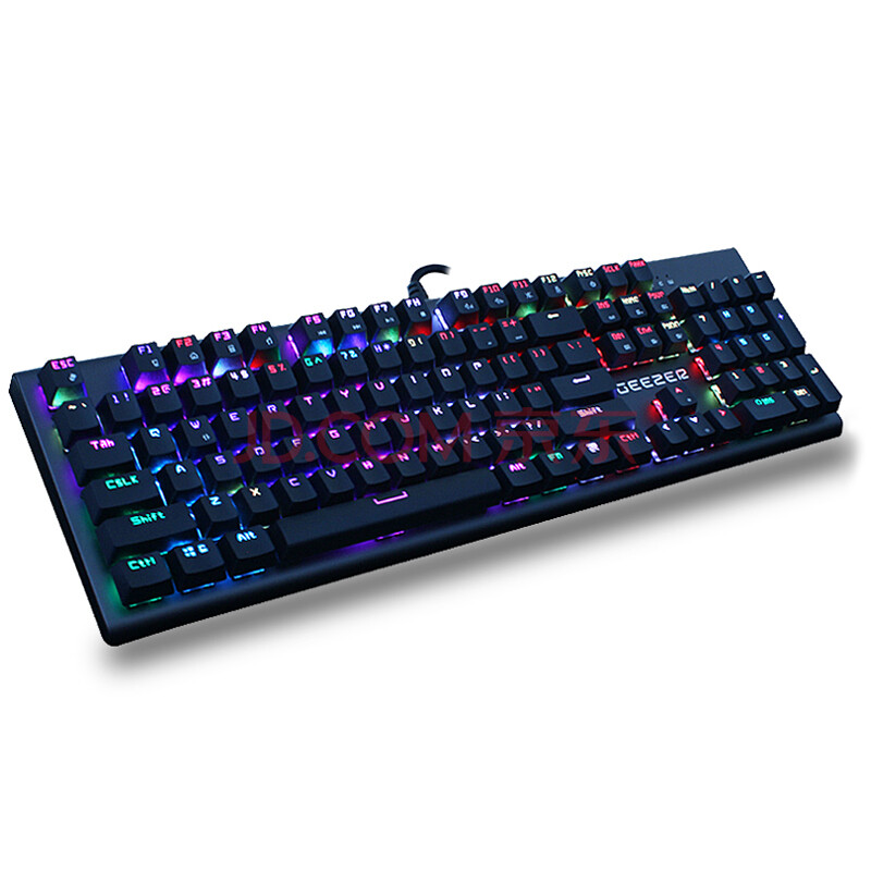 geezer gs2征服者 全彩背光游戏机械键盘黑色 青轴