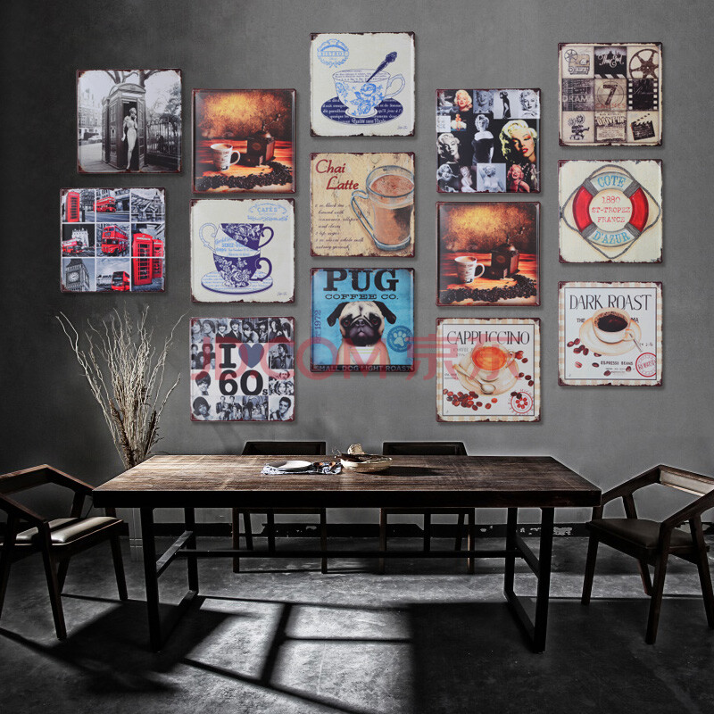 美式复古铁皮画酒吧餐厅家居墙壁墙上墙面装饰品墙饰铁艺创意壁饰