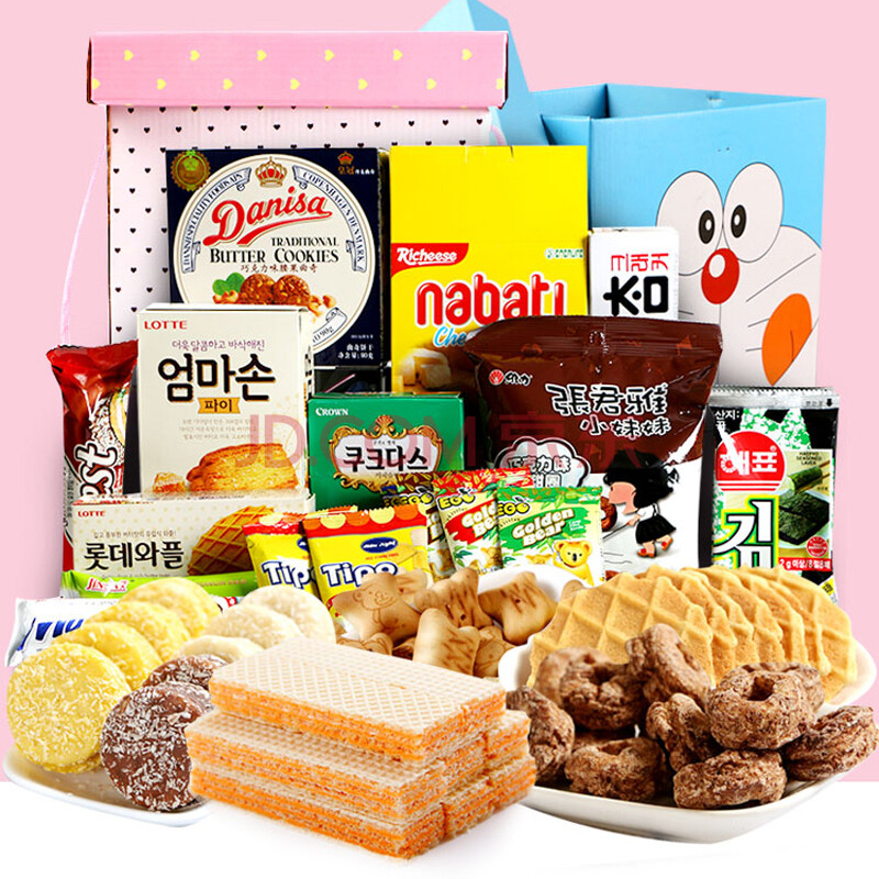 韩国进口休闲零食礼盒装 送女友生日礼物 好吃的 组合 1400g