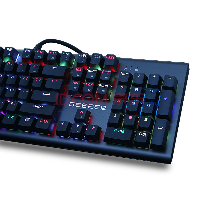 geezer gs2征服者 全彩背光游戏机械键盘黑色 青轴