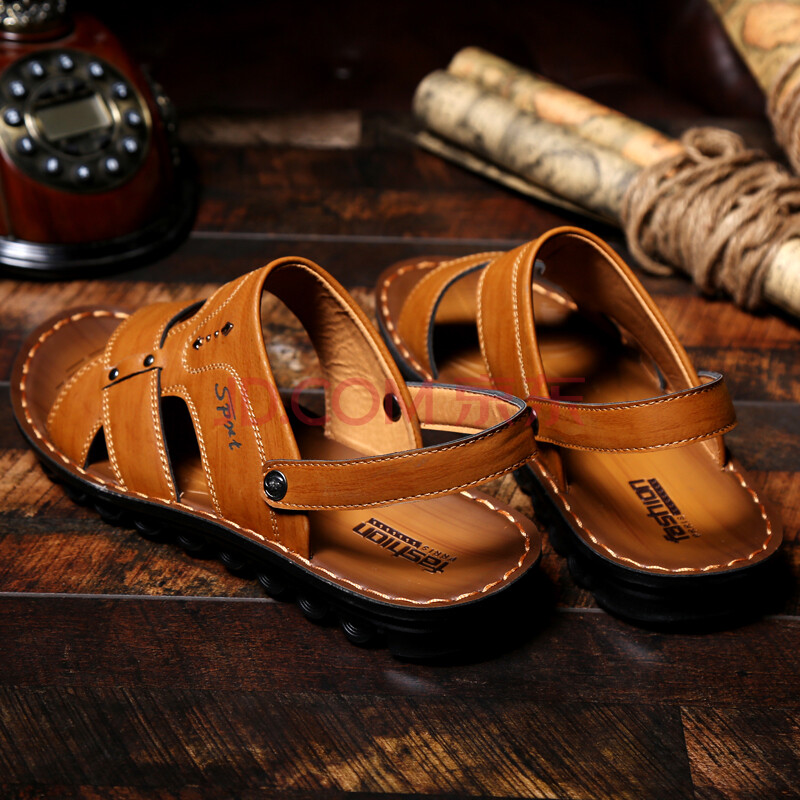 2016新款夏季男士沙滩鞋男款软底透气休闲韩版凉鞋 棕色 40