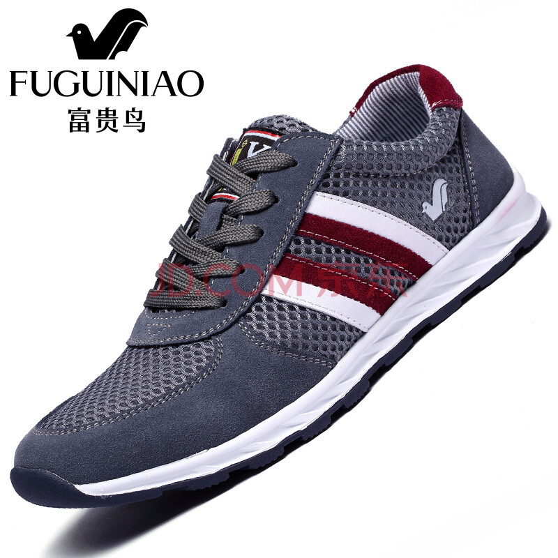 富贵鸟夏天运动鞋网布休闲鞋透气时尚男鞋fg16017 深灰色 39