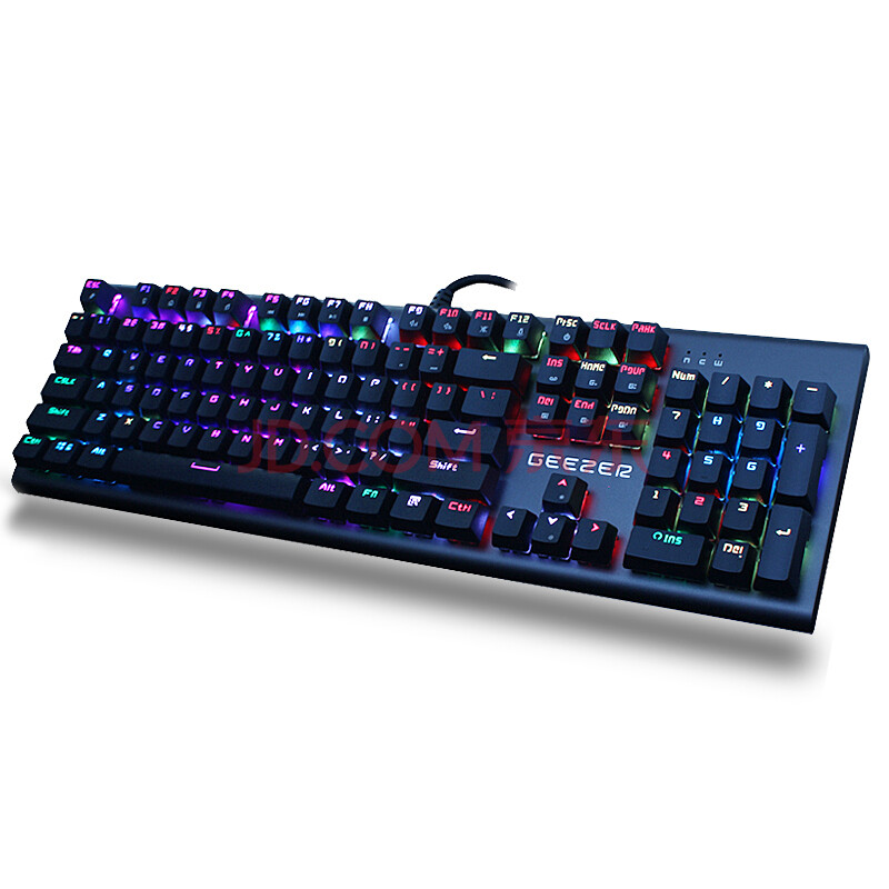 geezer gs2征服者 全彩背光游戏机械键盘黑色 青轴