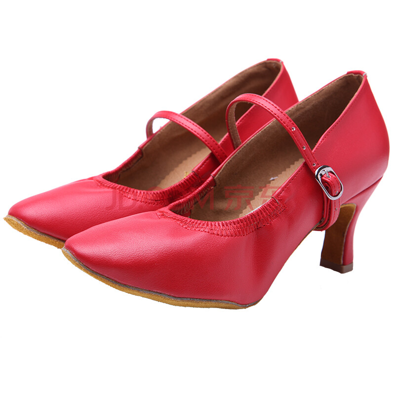 红舞鞋女式压花皮摩登舞蹈鞋国标鞋1125 高跟大红 39