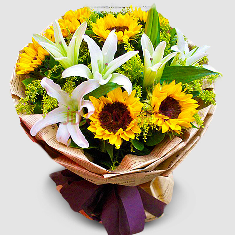 千美汇鲜花速递同城 6朵向日葵百合花束成都 太原大同阳泉长治晋城