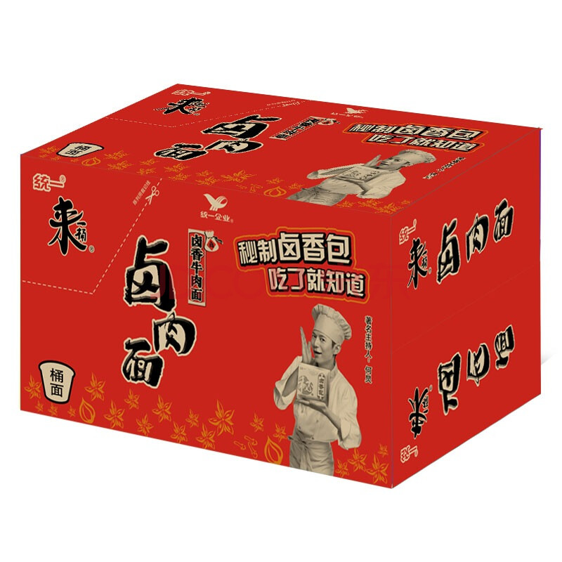 【京东超市】统一 方便面 来一桶 卤肉面 卤香牛肉味 12桶 整箱装