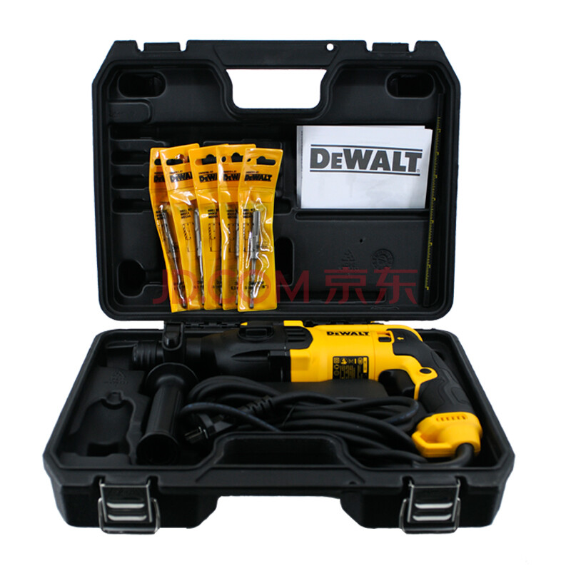 得伟(dewalt)电锤工具箱 2kg 26mm 2模四坑(促销装赠5支钻头) d25132k