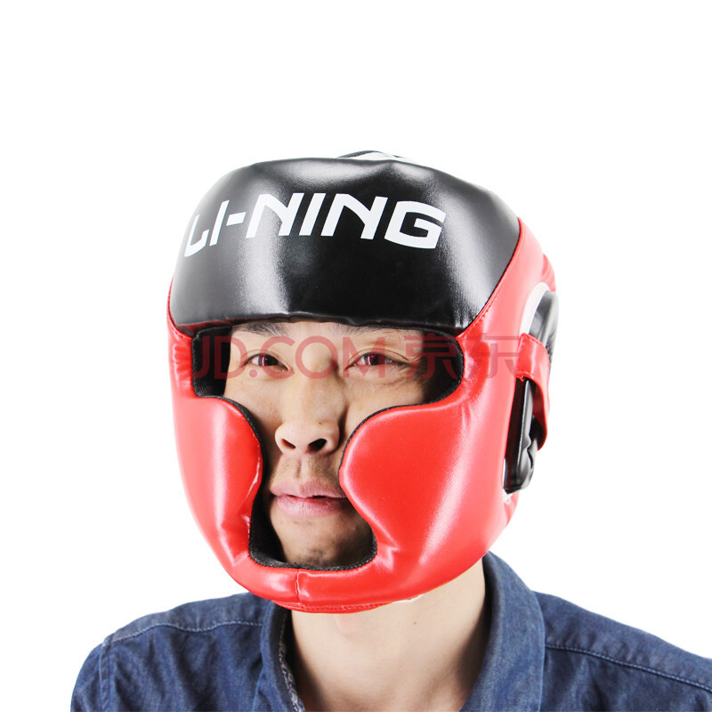 李宁拳击头盔 拳击护头 全封闭加厚拳击头盔 护下颚 散打头盔 训练