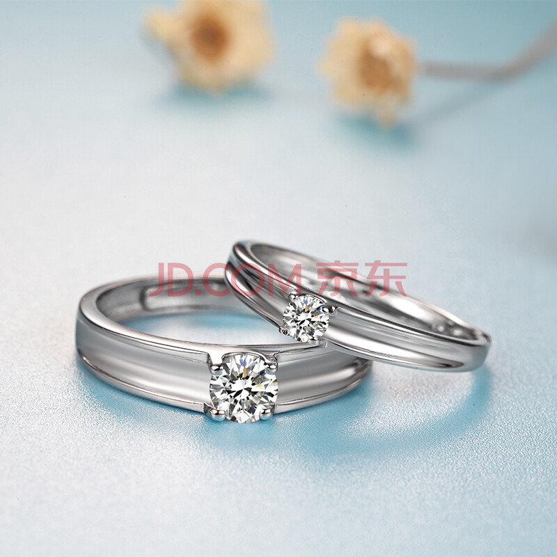 【京东配送】永相随 钟情一生 925银情侣戒指 日韩时尚男女款可调节
