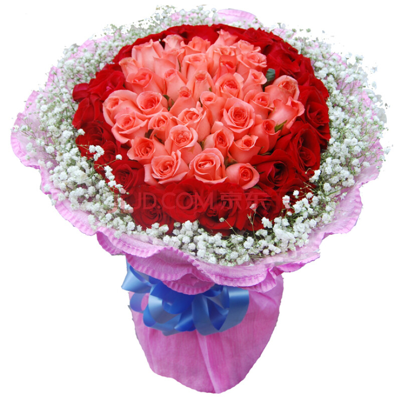 鲜花速递 玫瑰花束33枝粉玫瑰 33枝红玫瑰围绕 结婚求婚异地鲜花生日