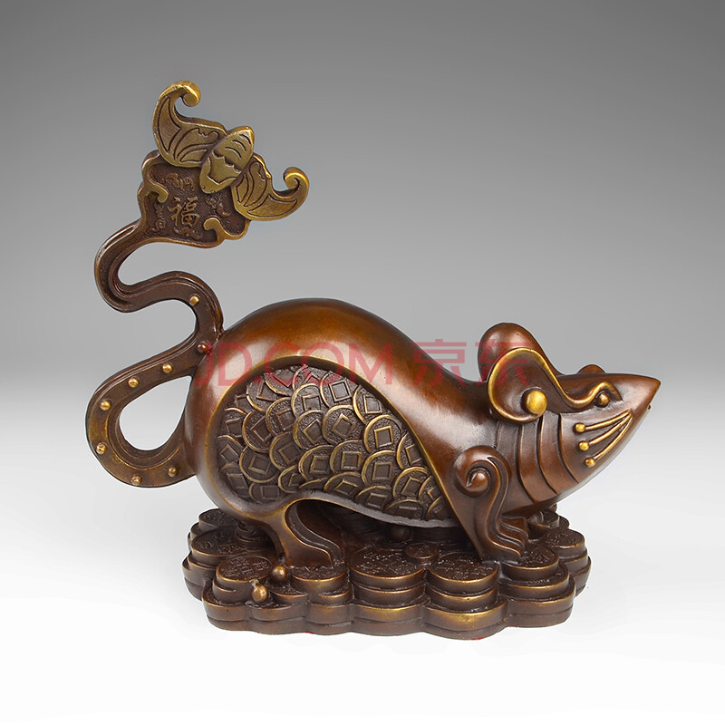 罗诗玛诺 铜生肖摆件金钱鼠 铜老鼠家居装饰工艺品 金钱福鼠摆件