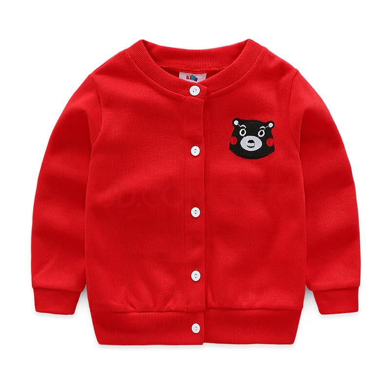 宝宝刺绣开衫春秋男童女童童装儿童长袖外套上衣my1190 大红色 140cm