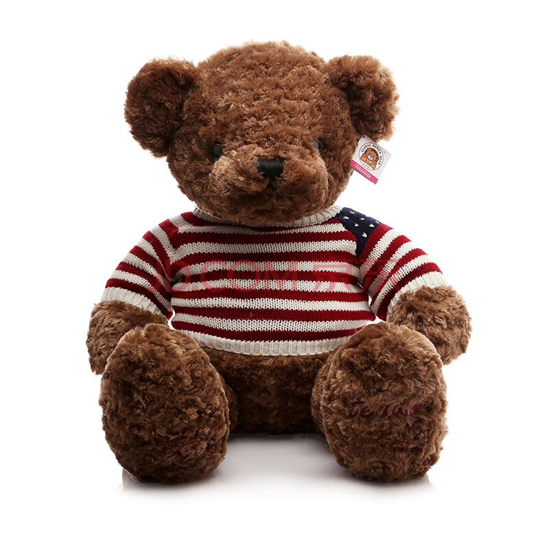 柏文熊(bowenbear)美国毛衣熊公仔 毛绒玩具泰迪熊玩偶 棕色40cm高