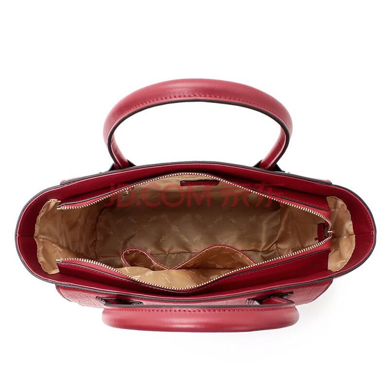 边少女 简约大象纹牛皮耳朵包 大容量防水单购物袋 牡丹红 b1420325