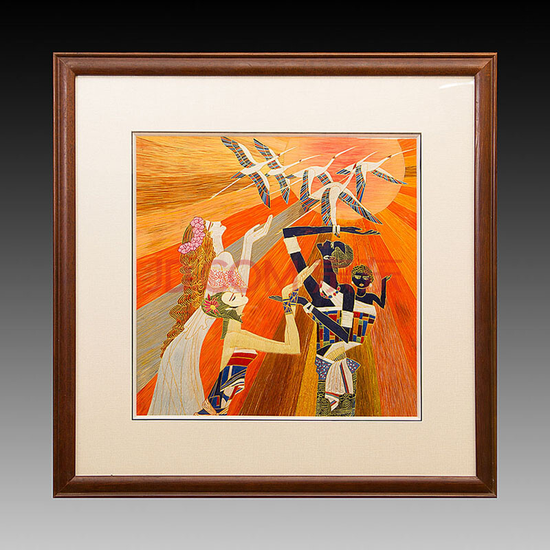 中级美术师张琳苏绣真丝《和平之鸽》平针绣4-6【天工艺品】